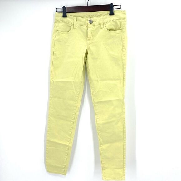 NWT American Eagle Stretch Skinny Jeans Lime Bright yellow green colorful size 4 - Picture 1 of 8